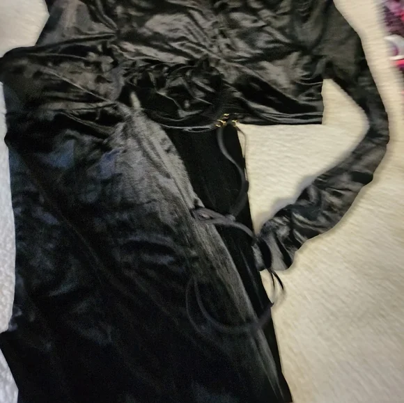 NWT Dolls Kill Luxurious Soft Velor Black Pant And Jacket Set - Picture 5 of 13